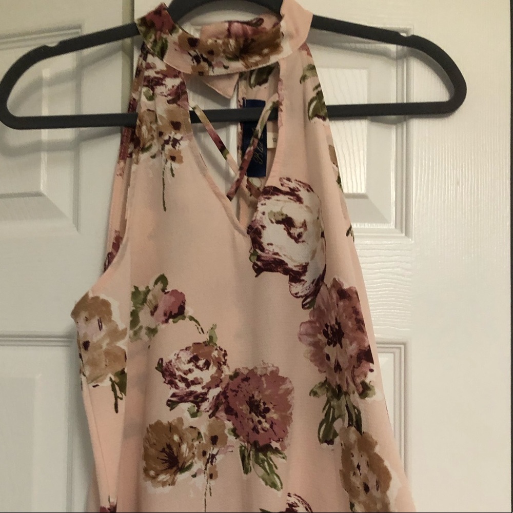 Floral high neck tank top, chiffon
